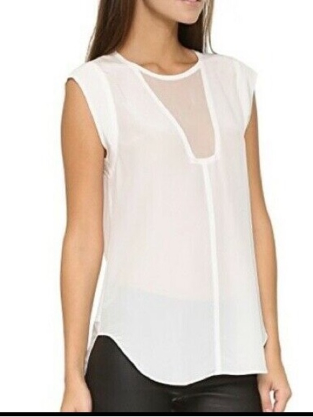 NWT Rebecca Taylor 100% Silk “Charlie” Sleeveless Blouse - Ivory - Sz 4